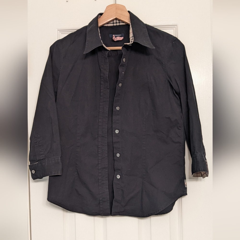 Vintage Burberry Black Button Down Shirt